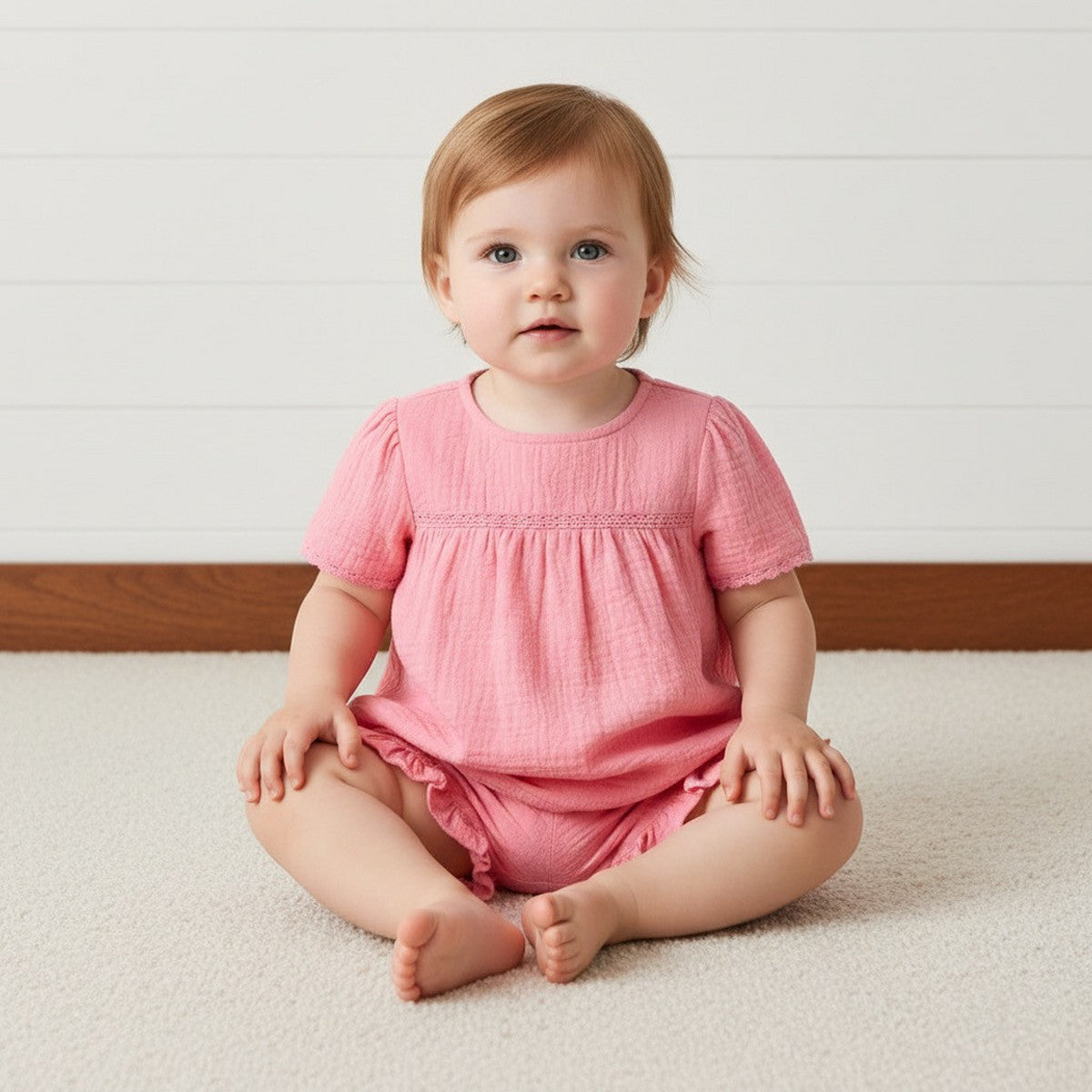 MAX-Textured Gauze Top and Shorts Set