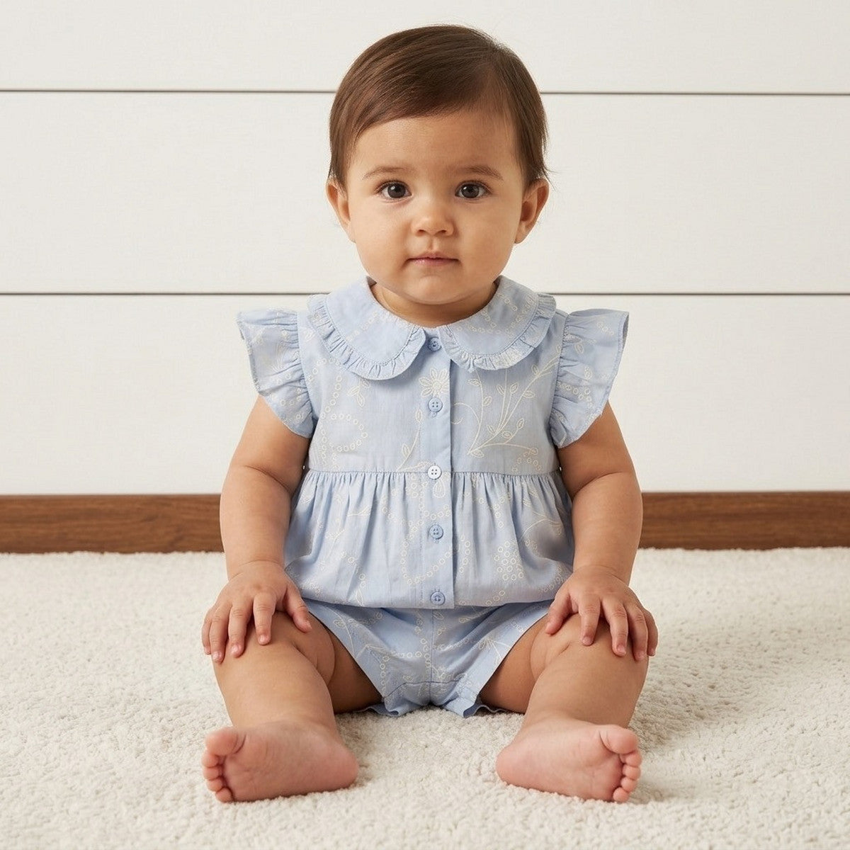 MAX-Printed Cotton Shirt and Shorts Set