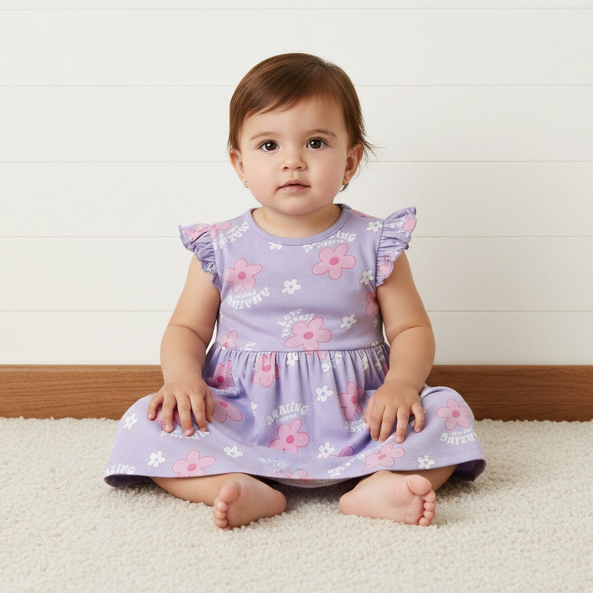 MAX-Floral Print Cotton Dress