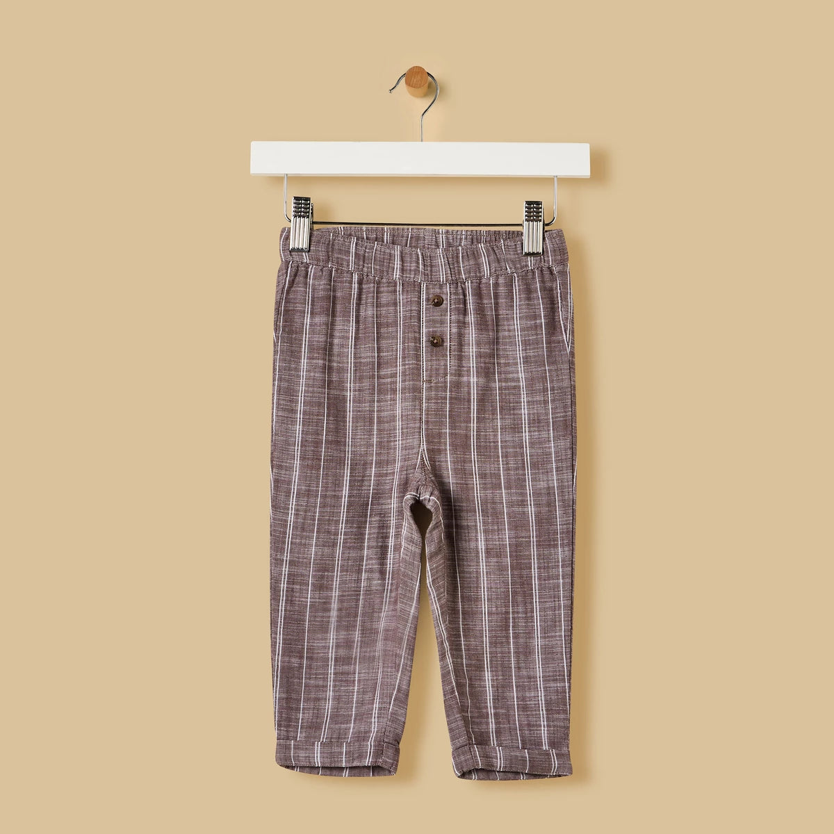 MAX - Mandarin Collar Shirt and Striped Pant Set