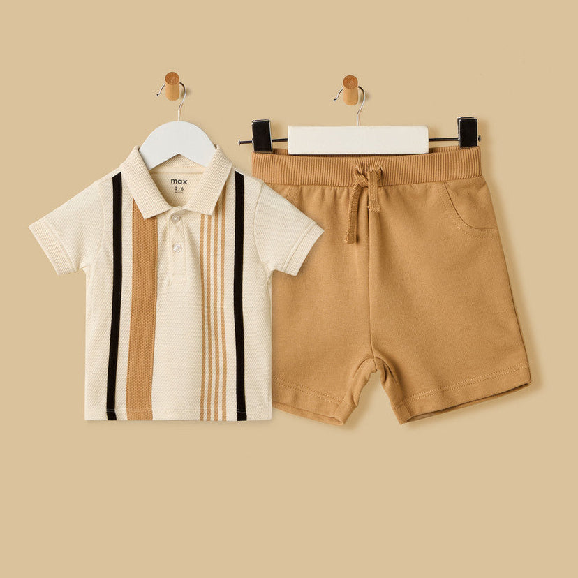MAX - Striped Polo T-shirt and Shorts Set