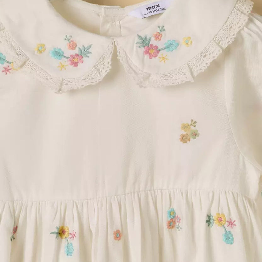 MAX-Embroidered Cotton Dress with Bloomers