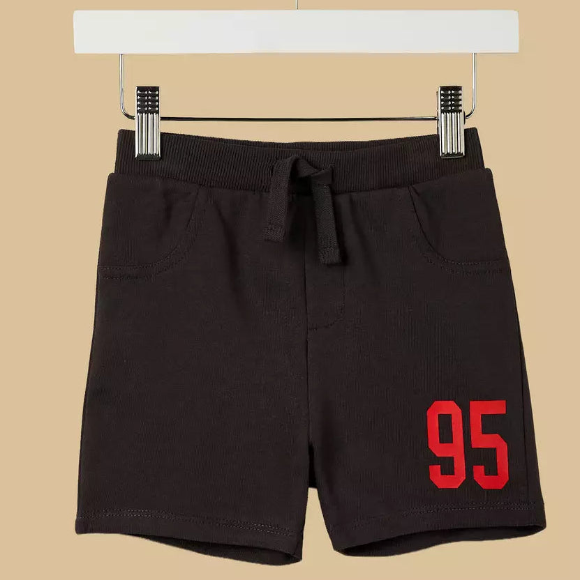 MAX-Varsity Print Striped Cotton T-shirt and Shorts Set