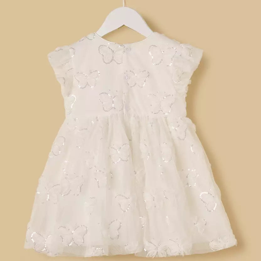 MAX-Butterfly Sequin Embellished Mesh Dress