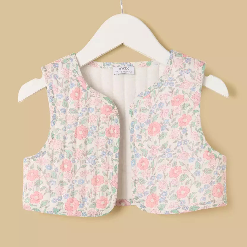 MAX-Embroidered Dress with Quilted Shrug