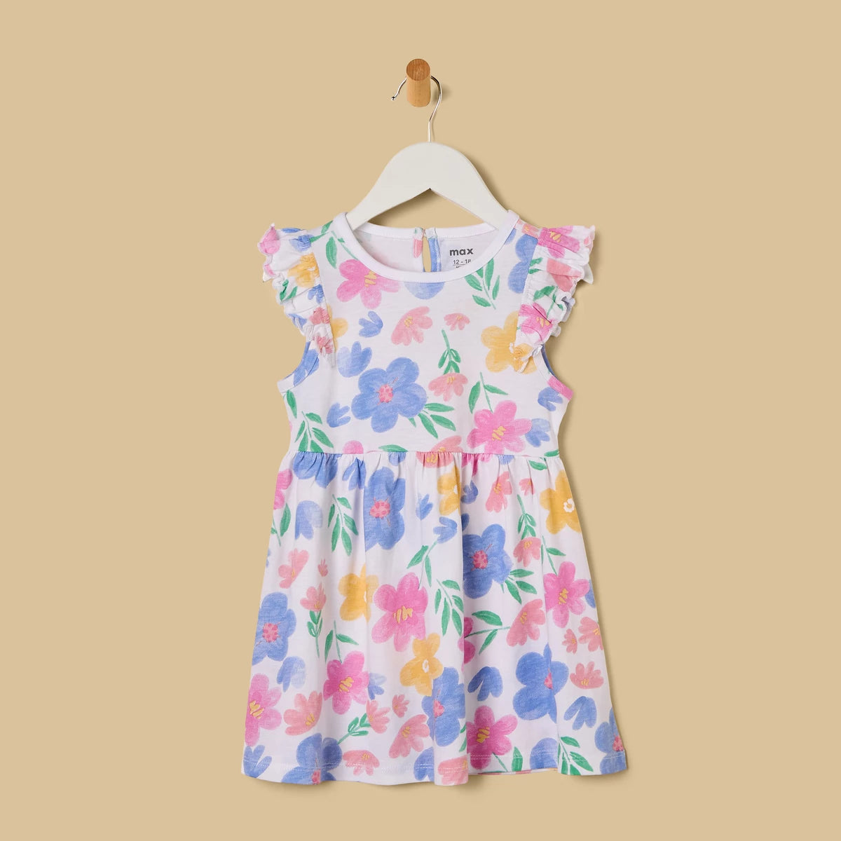 MAX-Floral Print Cotton Sleeveless Dress