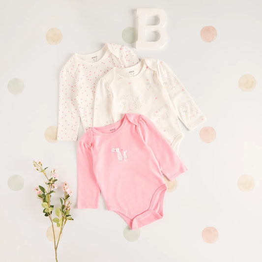 MAX-Pack of 3 - Bunny Print Long Sleeves Bodysuit