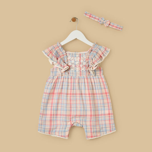 MAX-Checked Playsuit with Headband