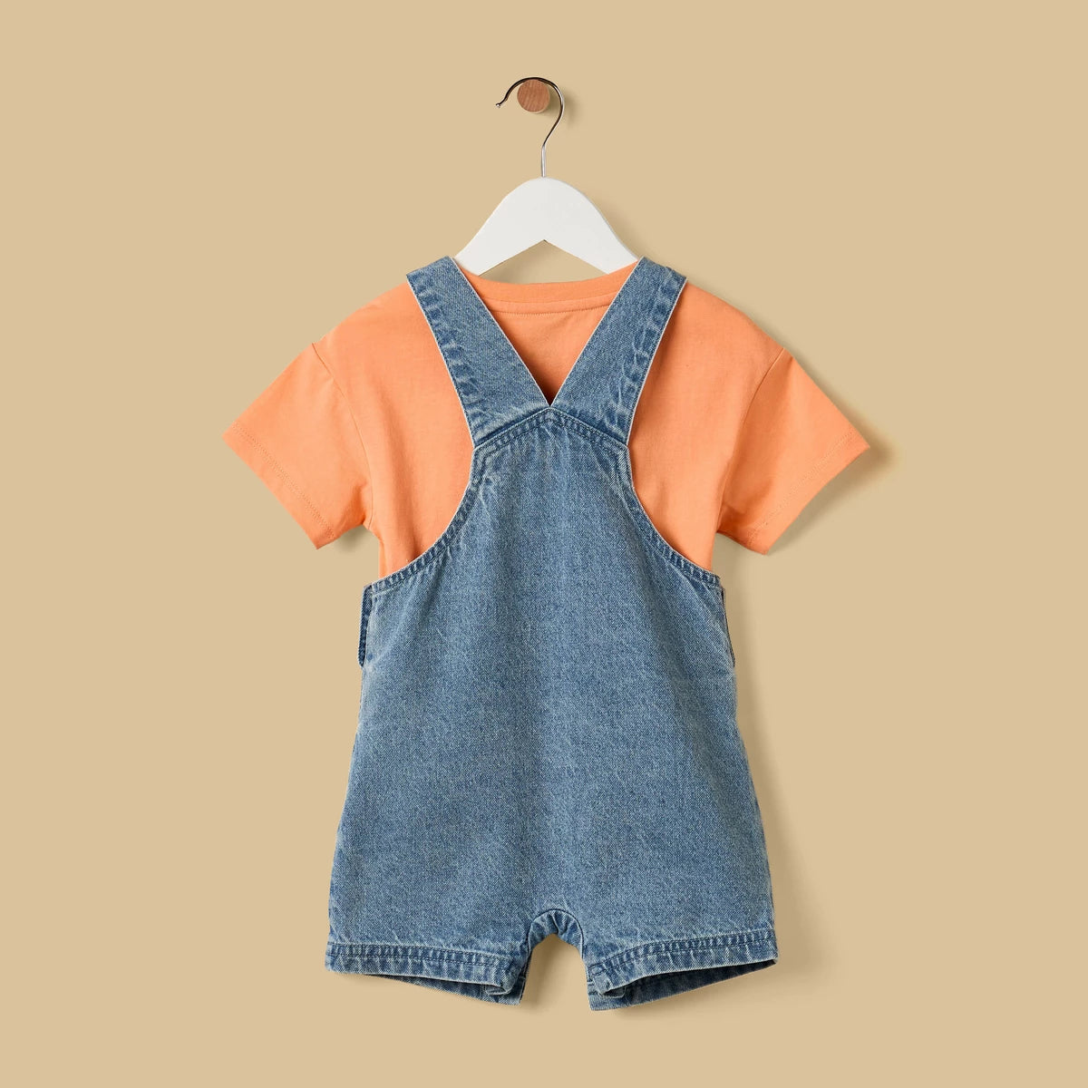 MAX-Stitch Embroidered Denim Dungaree with T-shirt