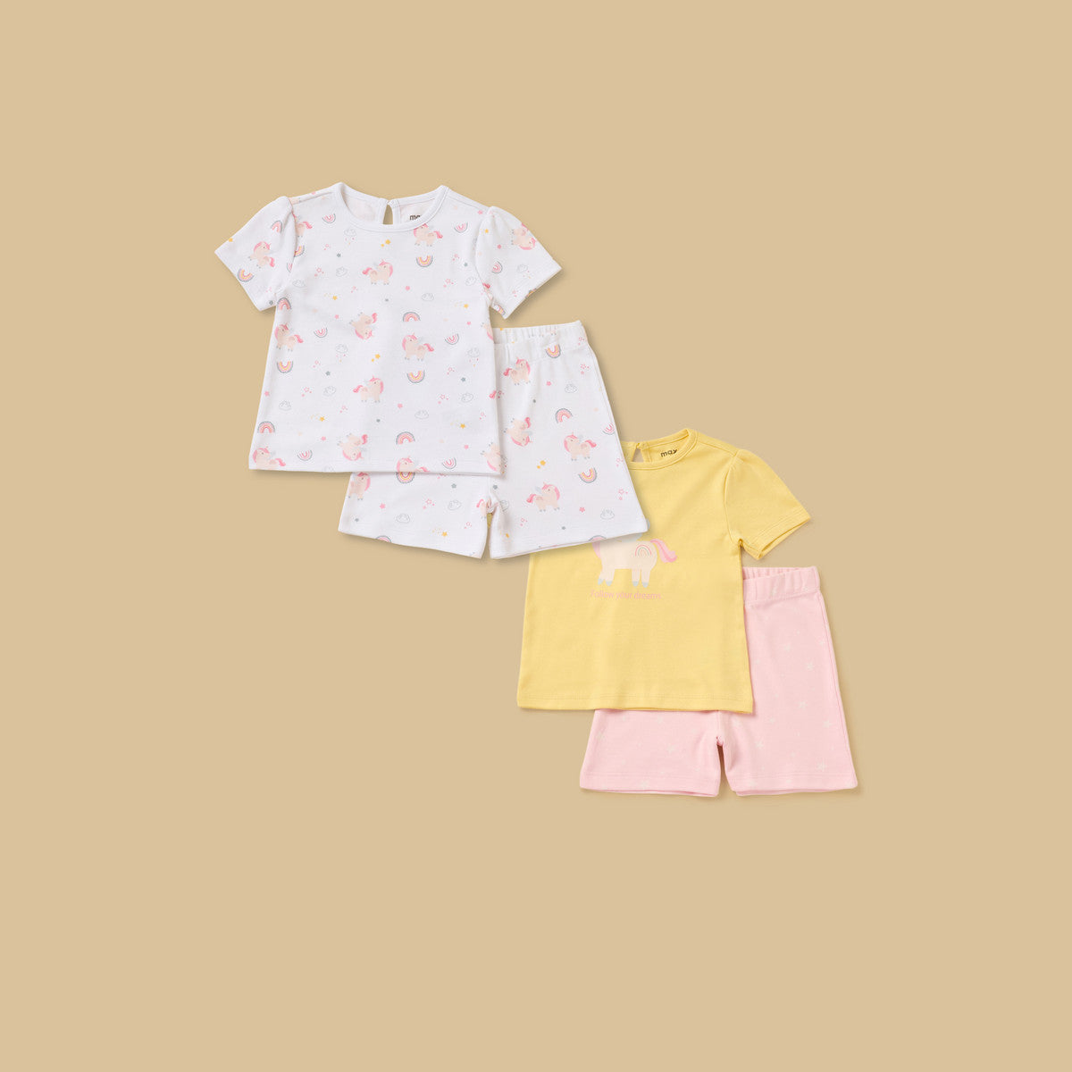 MAX-Pack of 2 - Unicorn Print Shorts Set