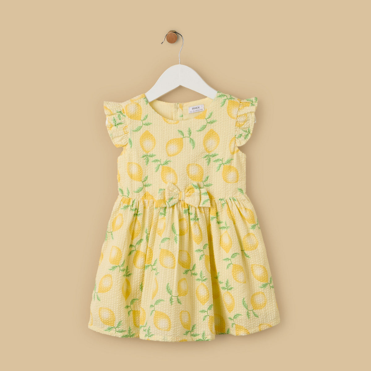 MAX-Lemon Print Sleeveless Cotton Dress