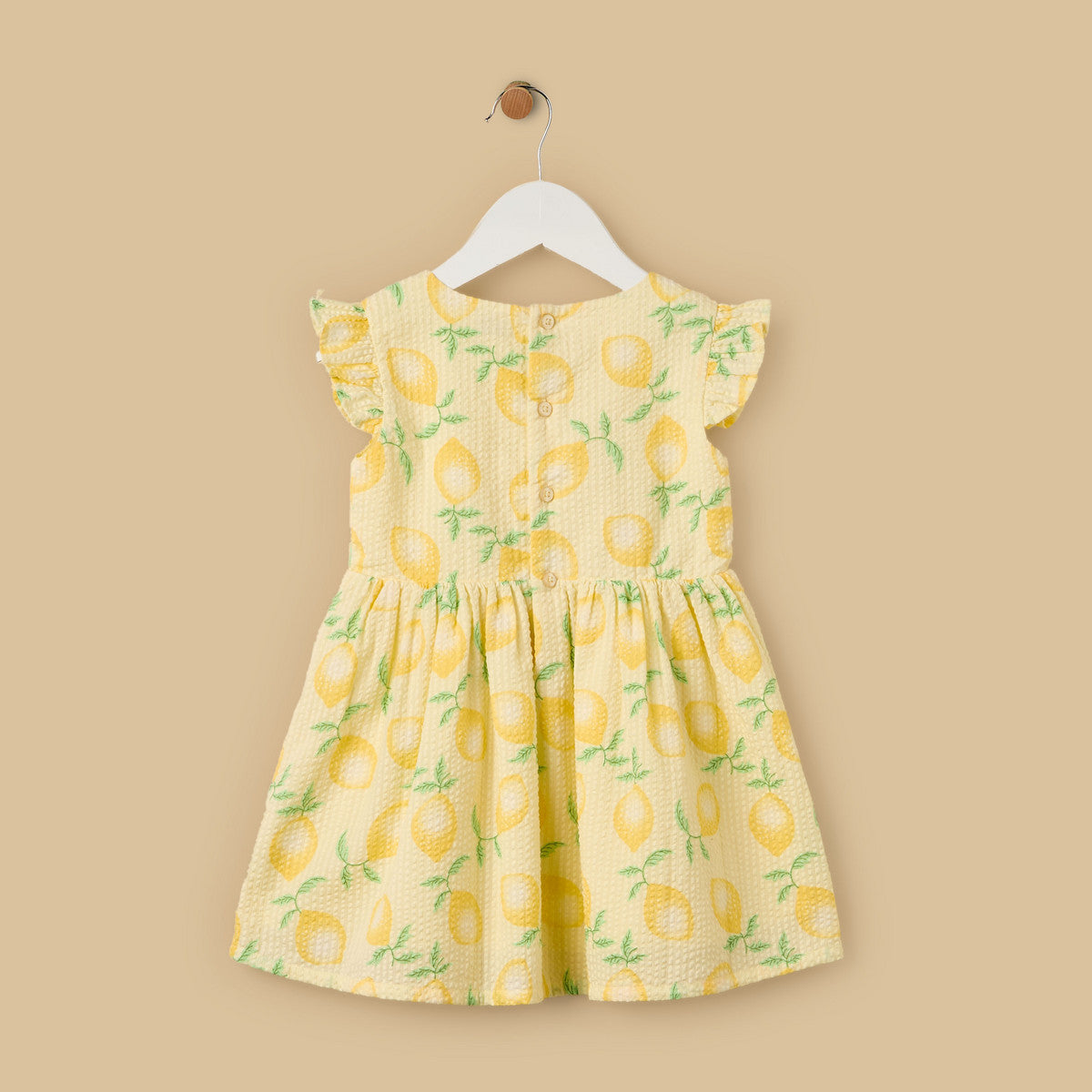 MAX-Lemon Print Sleeveless Cotton Dress