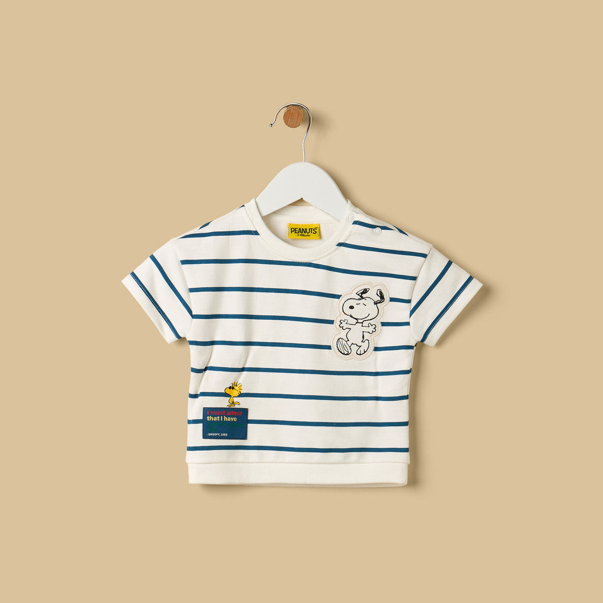 MAX-Snoopy Applique Cotton T-shirt and Shorts Set