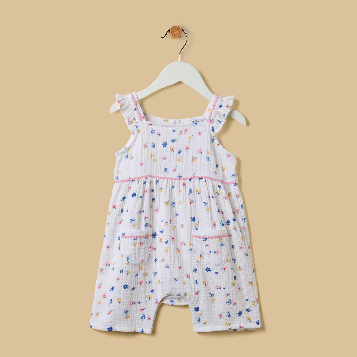 MAX-Floral Print Romper and Cap Set