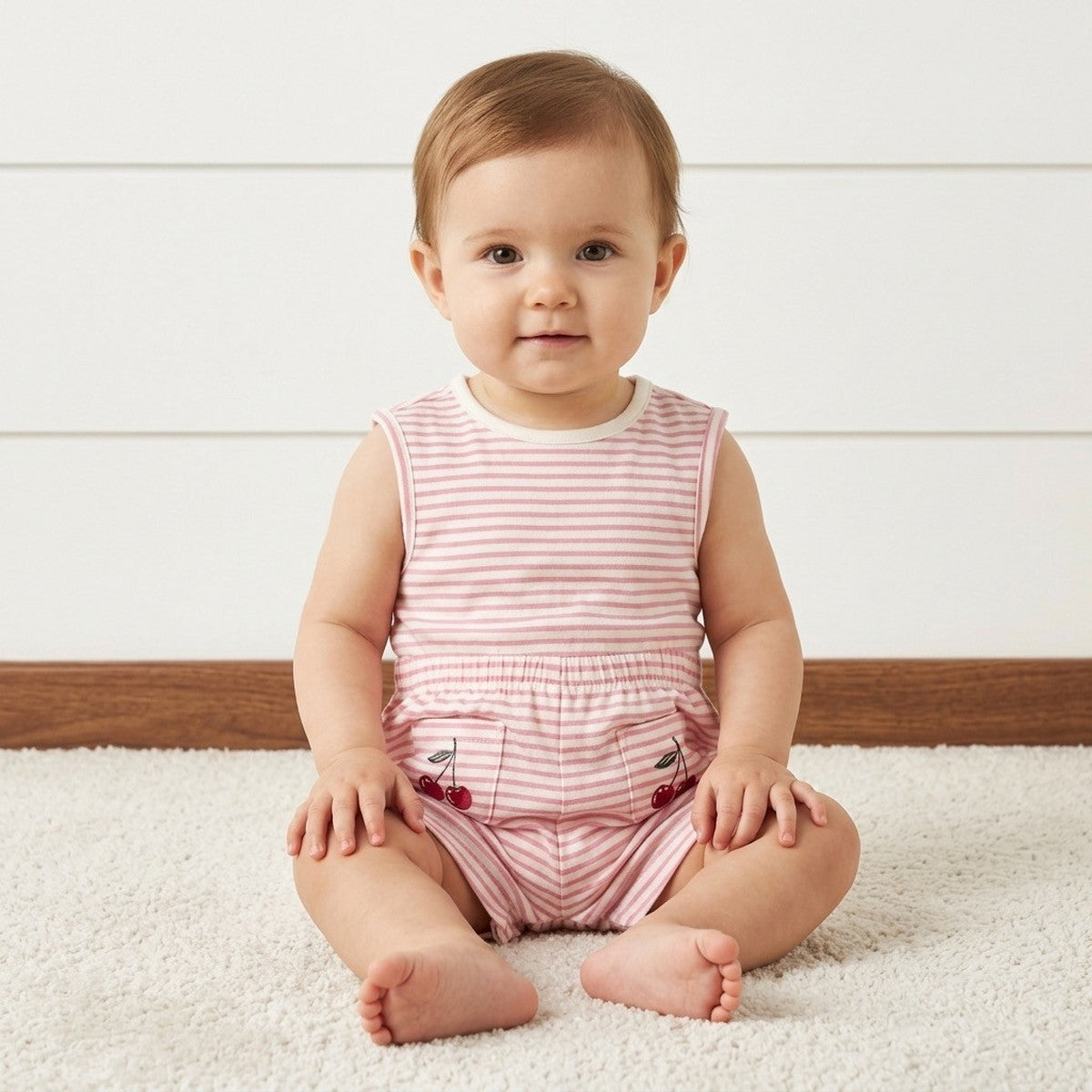 MAX-Pack of 2 - Cherry Print Sleeveless Cotton Playsuit