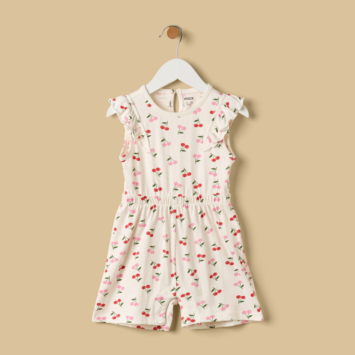 MAX-Pack of 2 - Cherry Print Sleeveless Cotton Playsuit