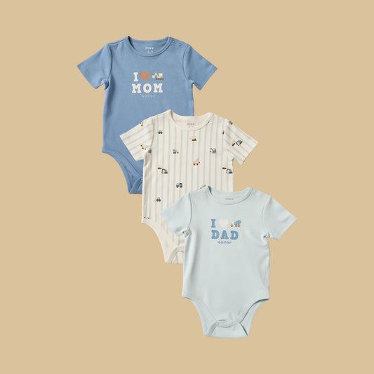 MAX-Pack of 3 - Construction Vehicle Print Cotton Bodysuit