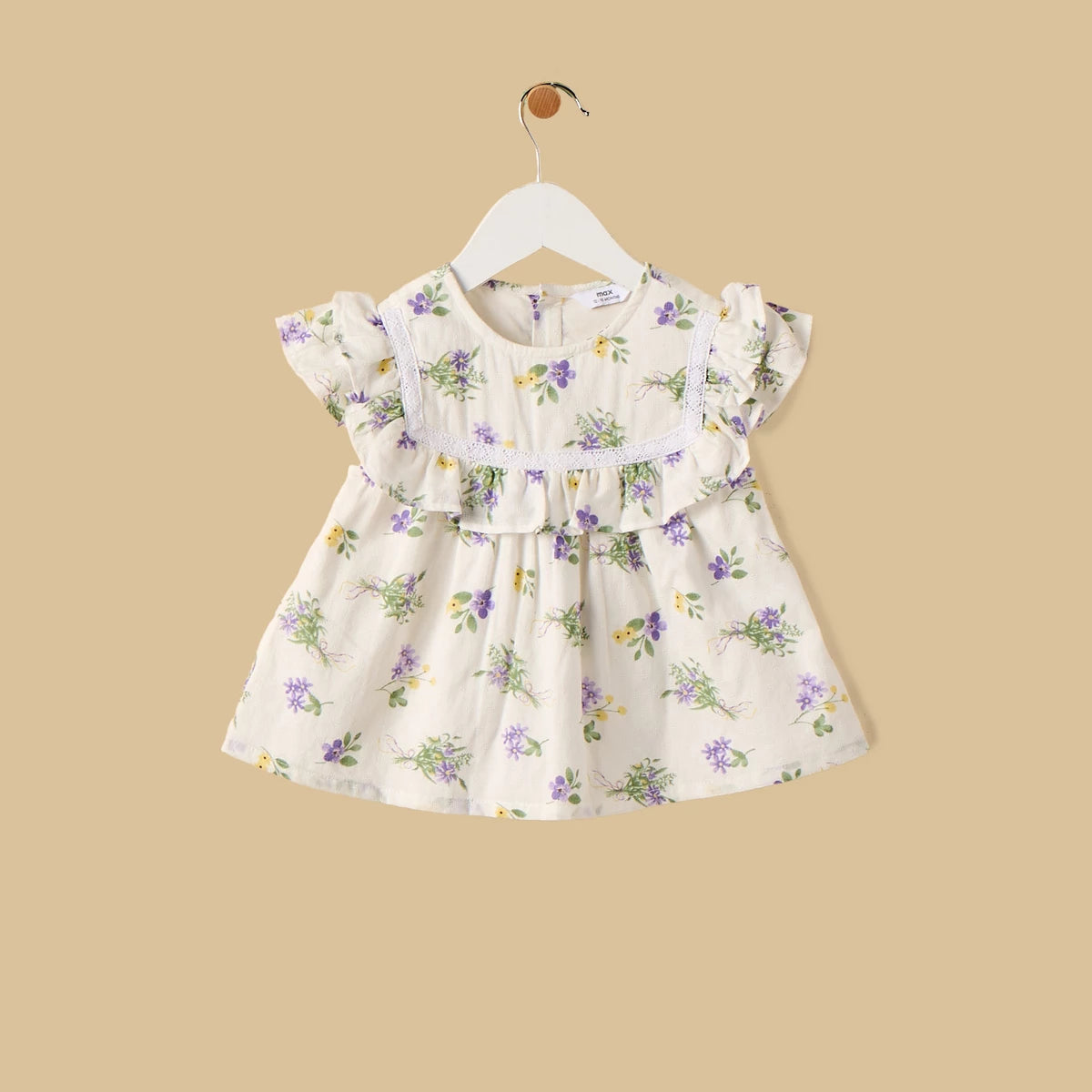 MAX-Floral Print Top with Shorts and Headband