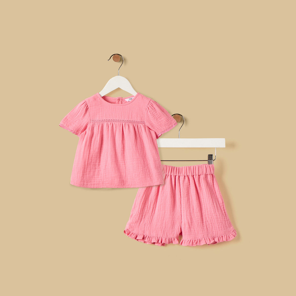 MAX-Textured Gauze Top and Shorts Set