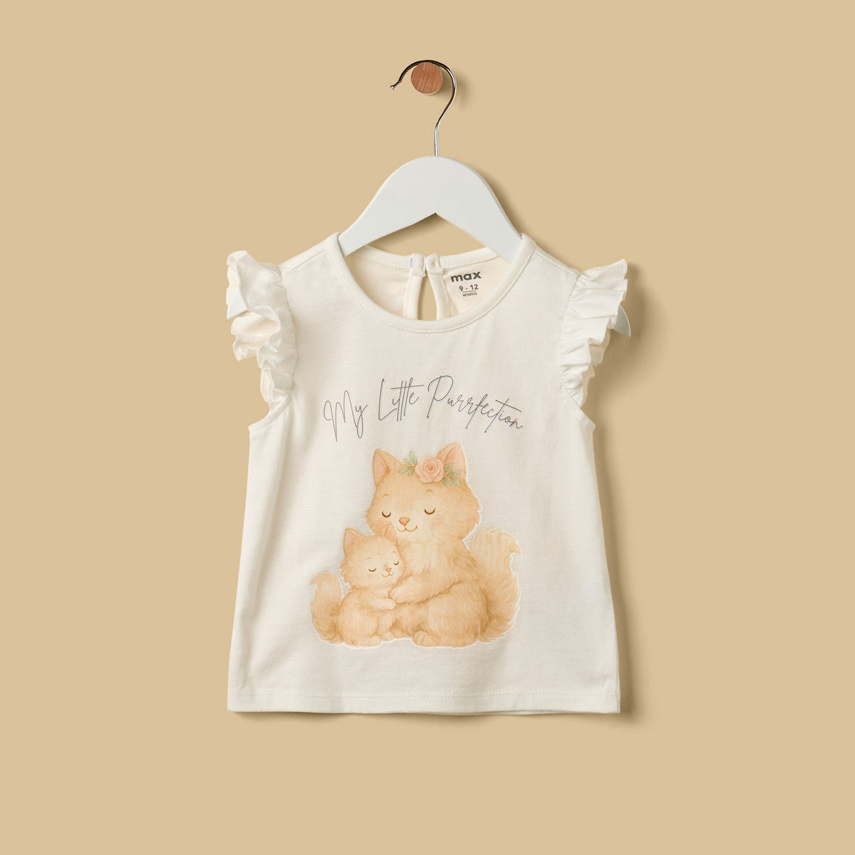 MAX-Cat Print Cotton Top and Shorts Set