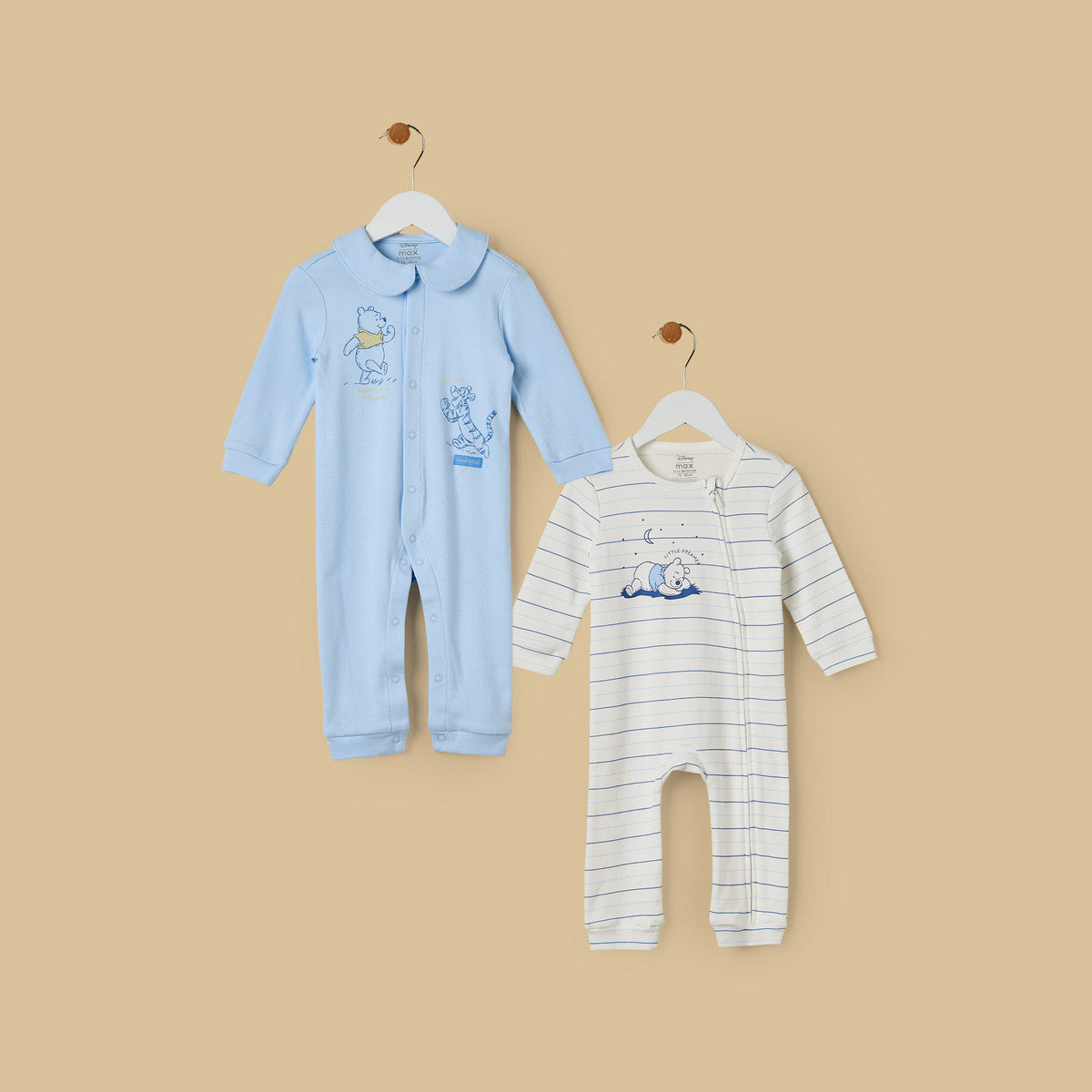MAX-Pack of 2 - Winnie The Pooh Print Cotton Sleepsuit