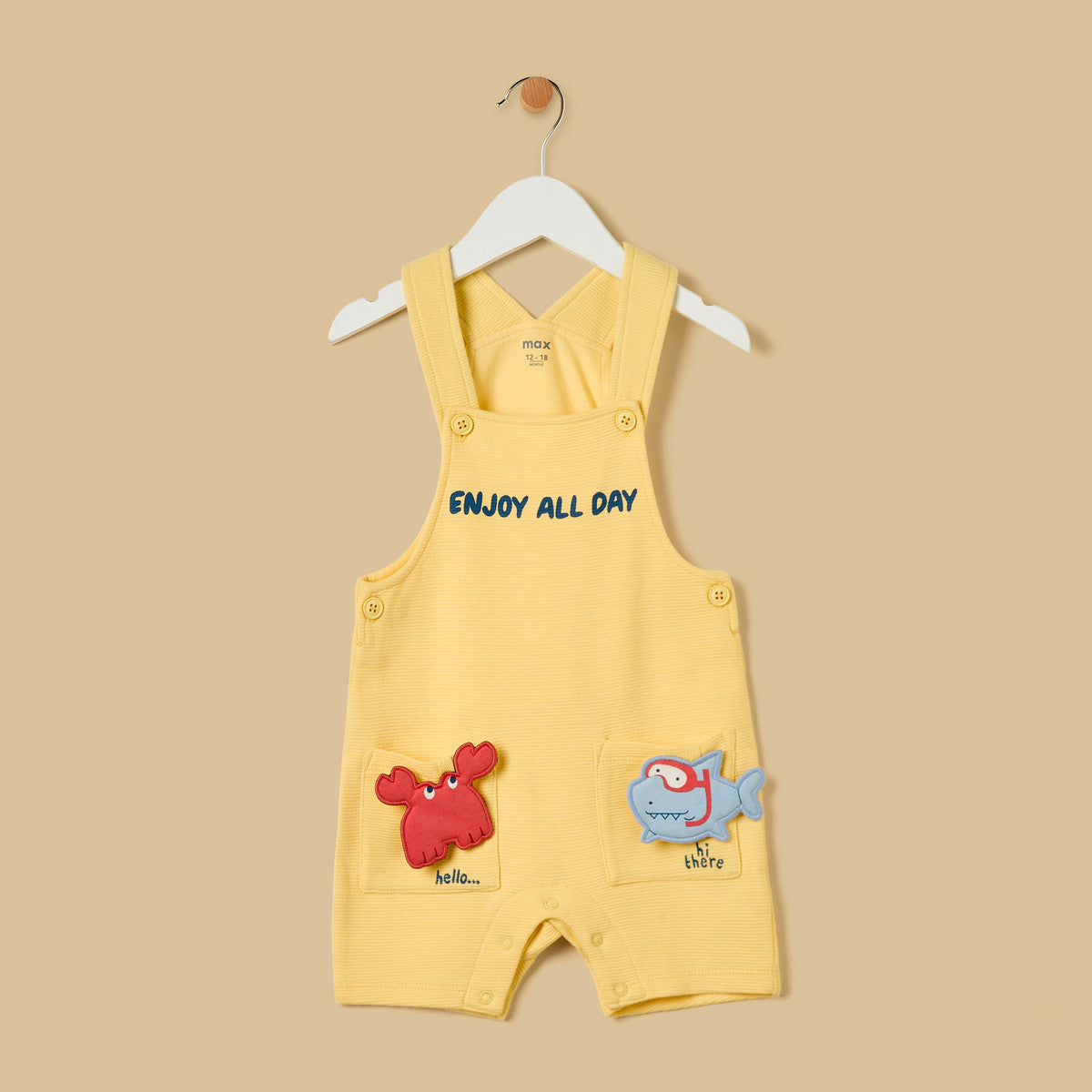 MAX-Aquatic 3D Pocket Applique Cotton Ottoman Dungaree and T-shirt Set
