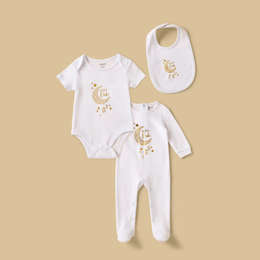 MAX-My First Eid Print 3-Piece Cotton Clothing Set