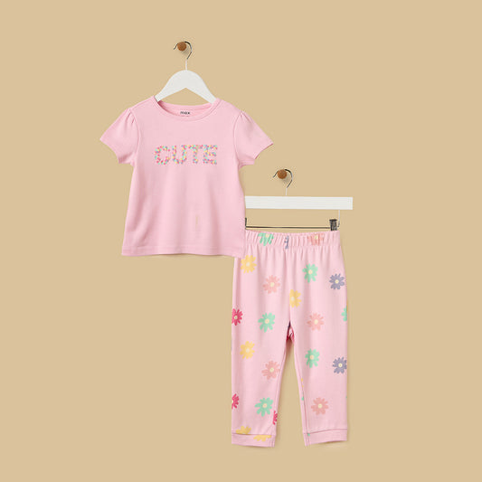 MAX-Floral Print Cotton Interlock Pyjama Set