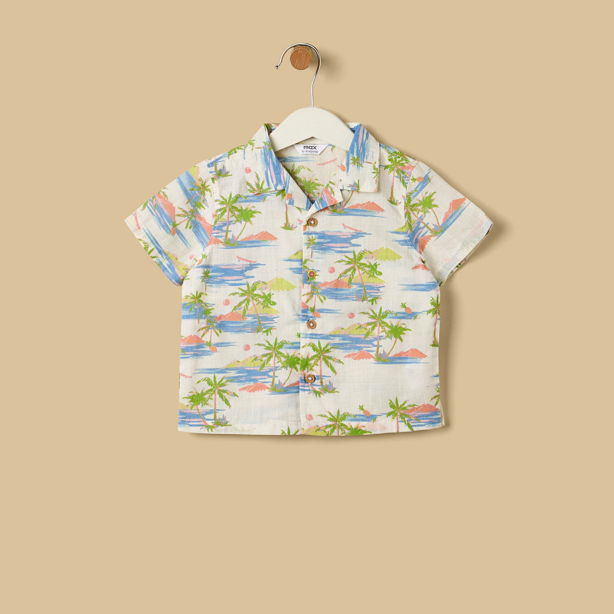 MAX-Graphic Print Cotton T-shirt and Shirt Set