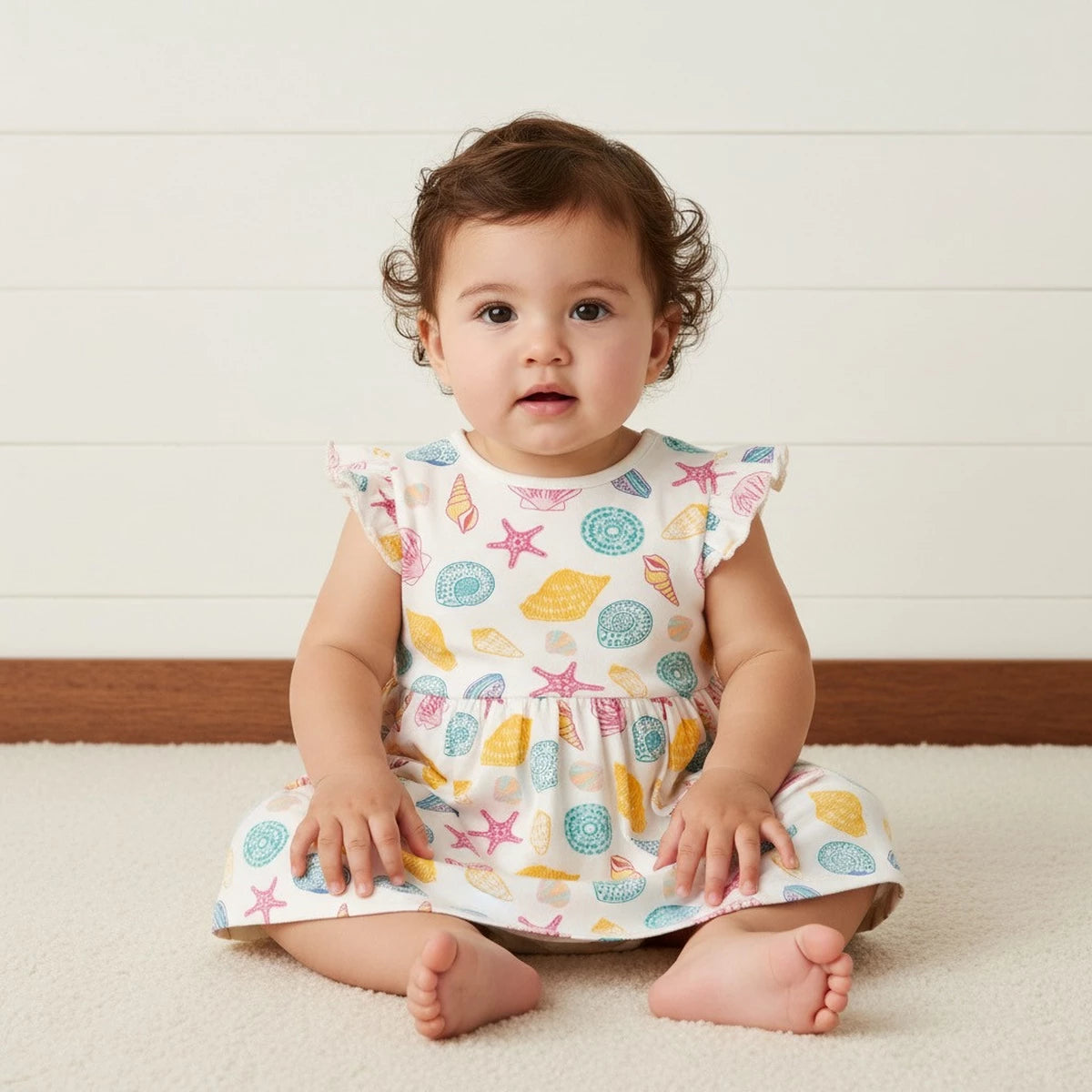 MAX-Seashell Print Cotton Dress