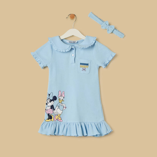 MAX-Minnie Mouse and Daisy Duck Print Dress with Headband Set