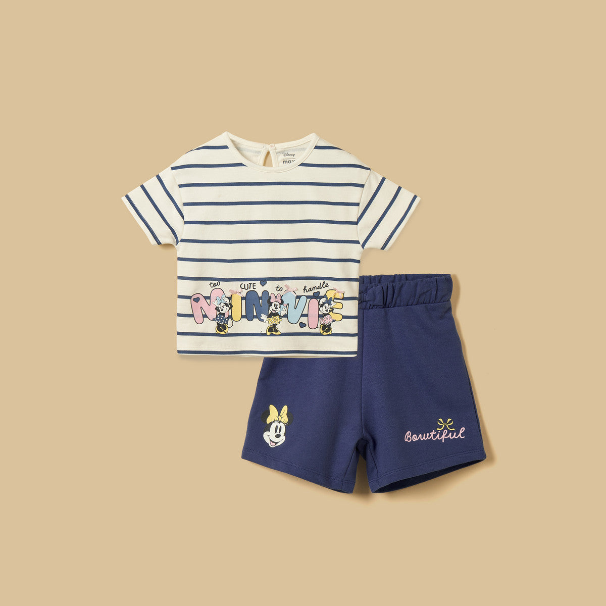 MAX-Minnie Mouse Print T-shirt and Shorts Set