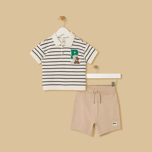 MAX-Winnie the Pooh Embroidered T-shirt and Shorts Set