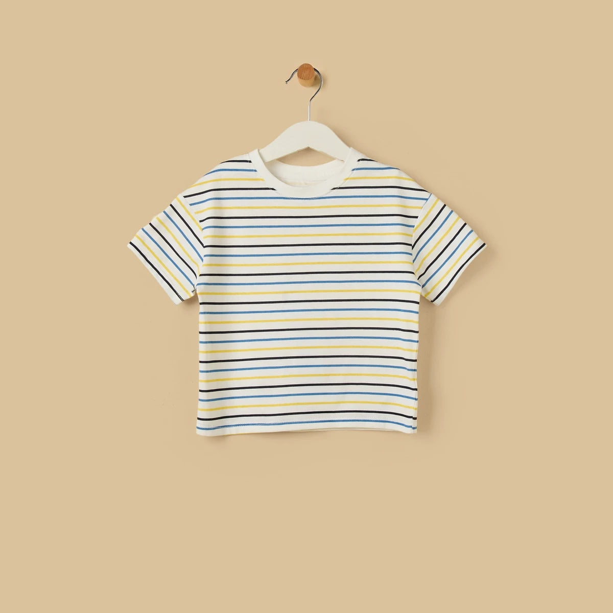 MAX-Winnie the Pooh Print Dungaree and Striped T-shirt Set