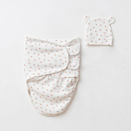 RIBBED - SWADDLE WITH MATCHING CAP