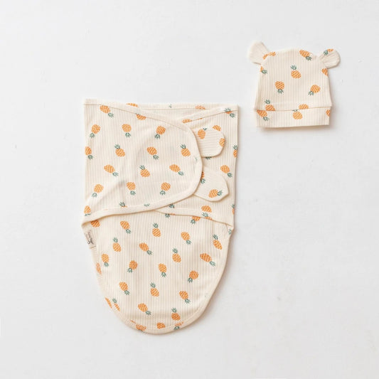 RIBBED - SWADDLE WITH MATCHING CAP