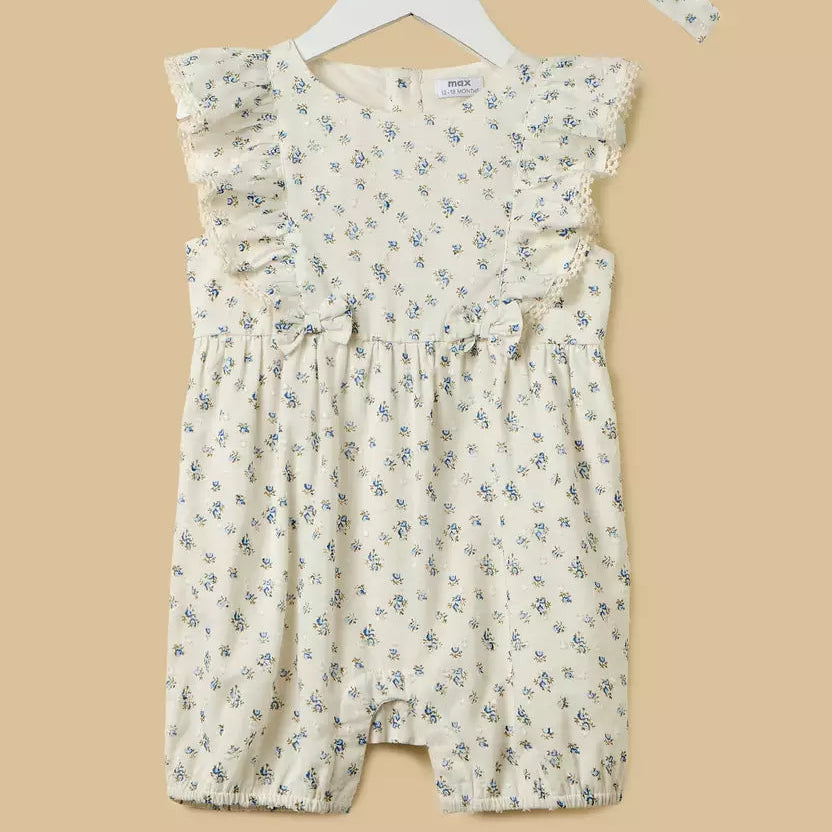 MAX-Floral Print Romper with Headband
