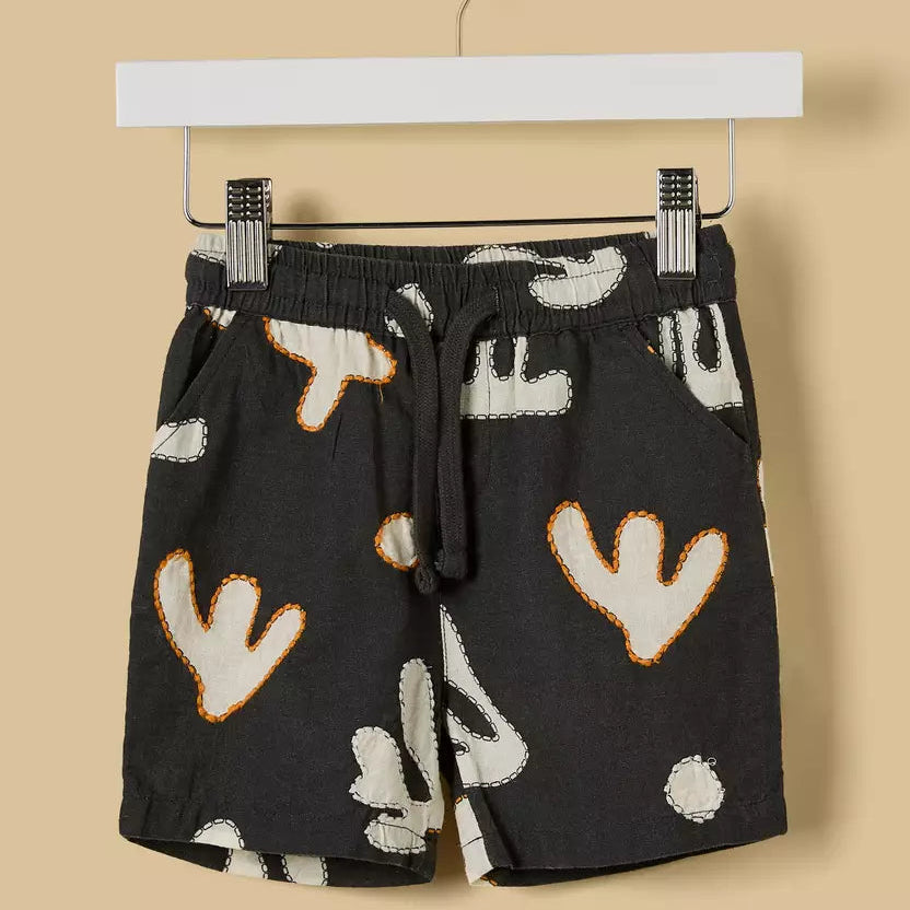 MAX-Printed Linen Blend Shirt and Shorts Set