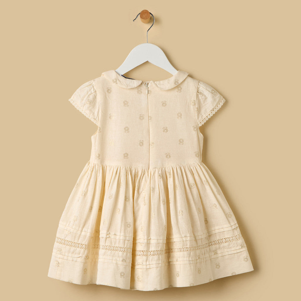 MAX-Foil Print Linen Blend Dress with Bloomers