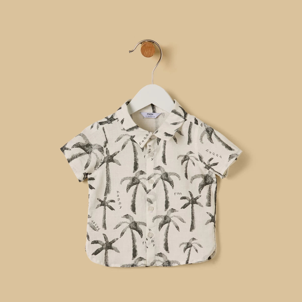 MAX - Palm Tree Print Cotton Shirt and Shorts Set