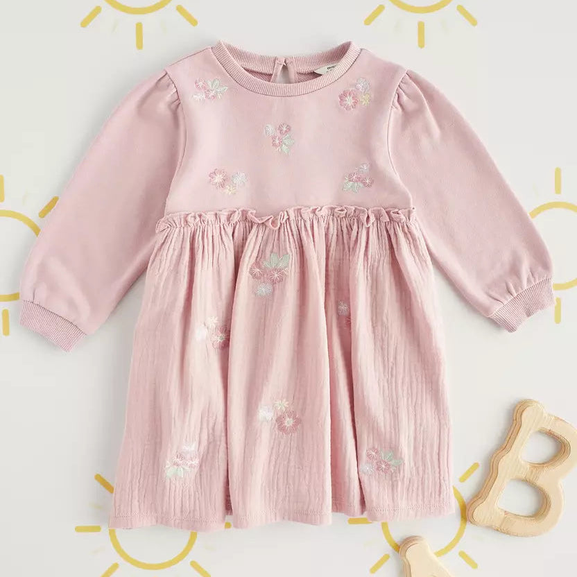 MAX-All-Over Floral Embroidered Dress