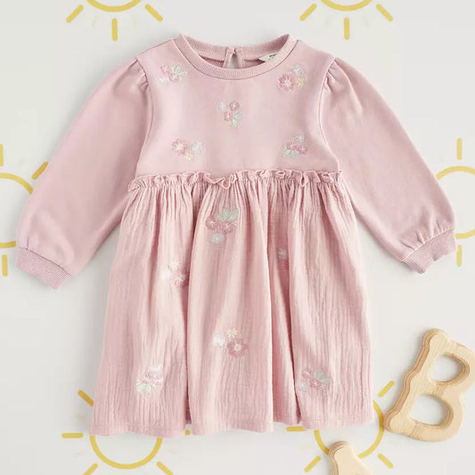 MAX-All-Over Floral Embroidered Dress