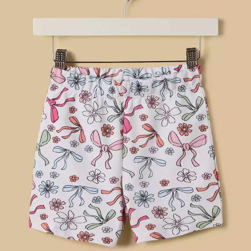 MAX-Bow Print Cotton Top and Shorts Set