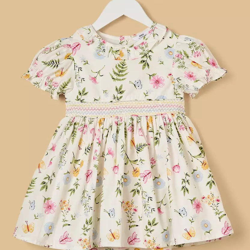 MAX-Floral Print Viscose Dress with Bloomers