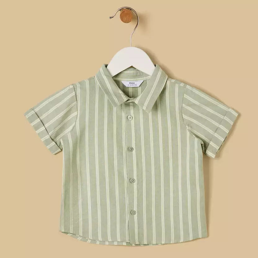 MAX-Striped Cotton Shirt and Shorts Set