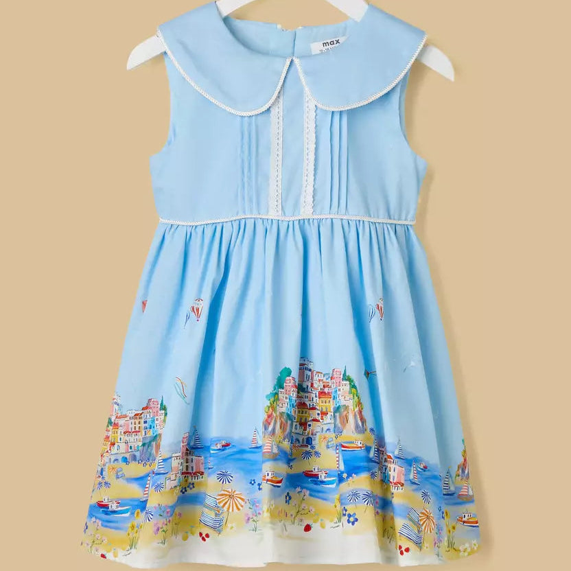 MAX-Graphic Print Sleeveless Dress with Bloomers