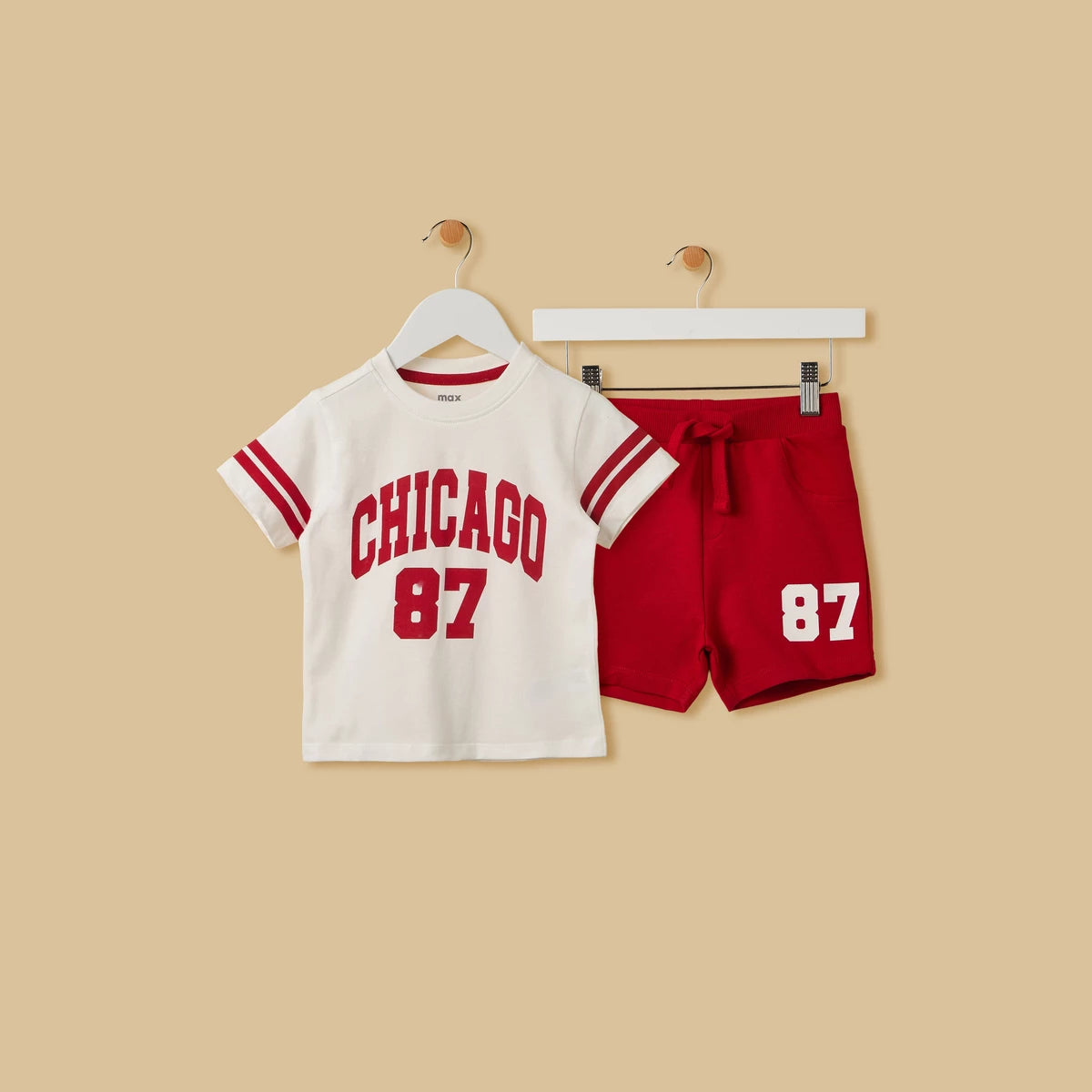 MAX-Chicago Print Cotton T-shirt and Shorts Set