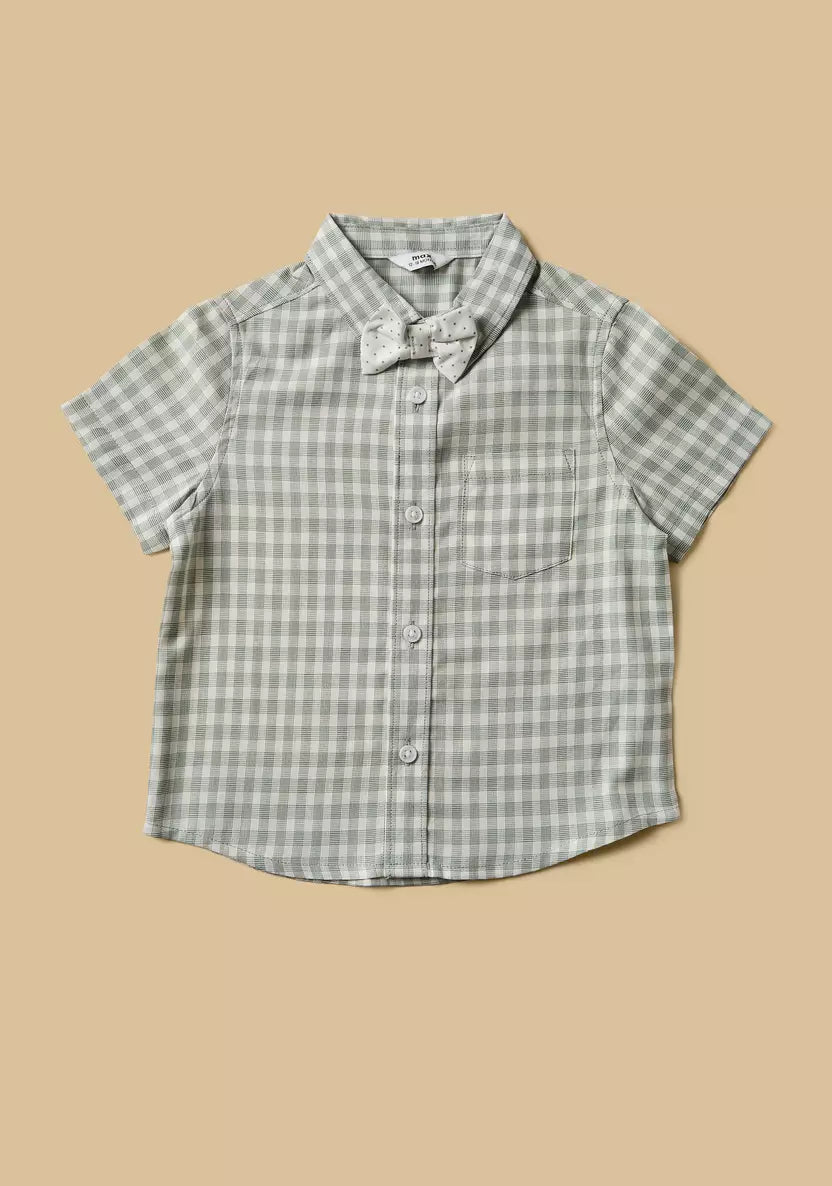 MAX - Checked Cotton Shirt with Waistcoat and Shorts