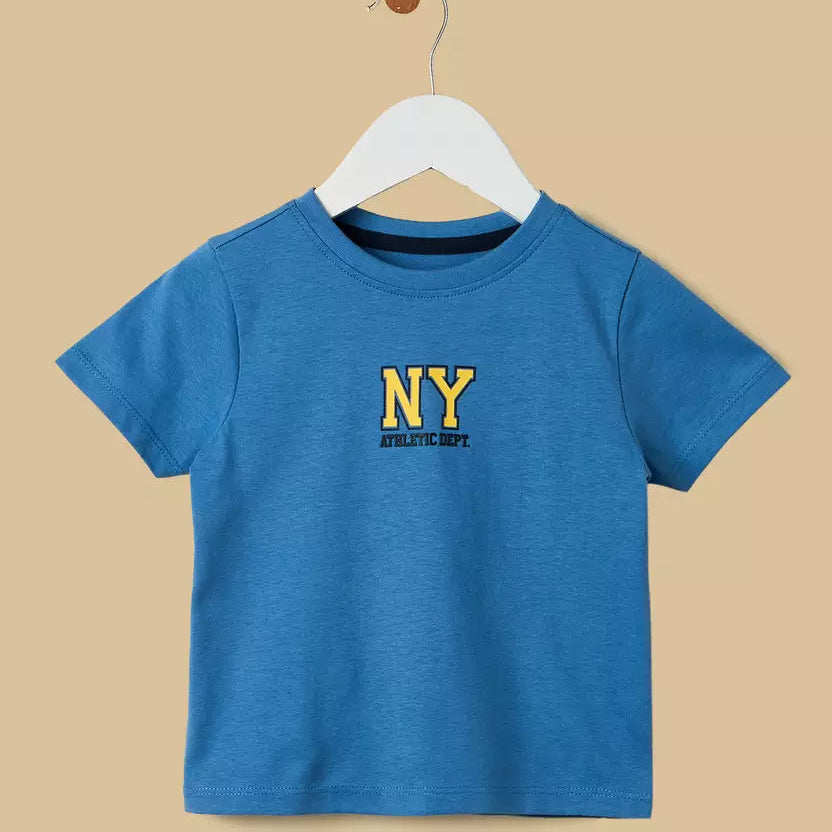 MAX-New York Print Cotton T-shirt and Shorts Set