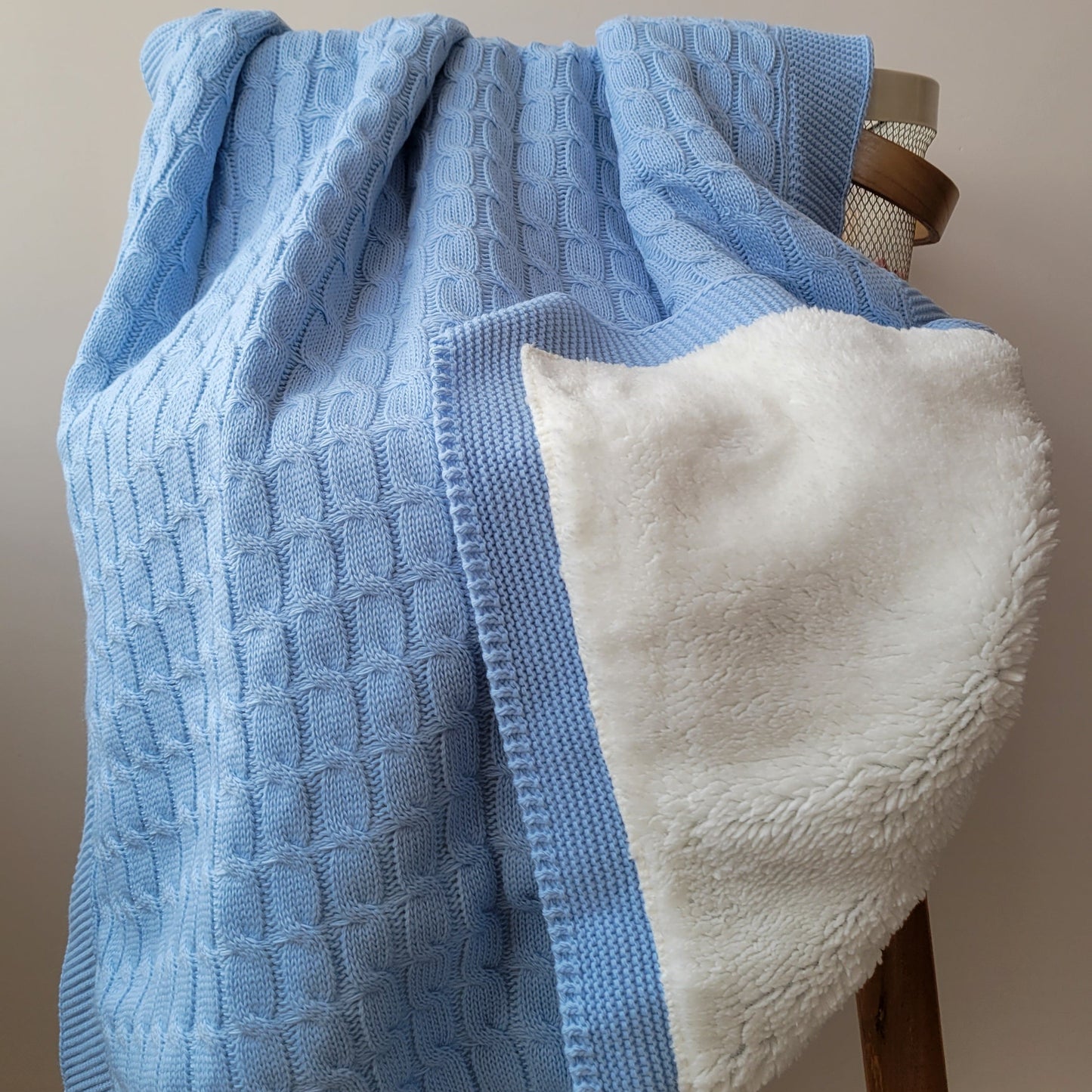 KNITTED DOUBLE SIDED SHERPA - baby blanket